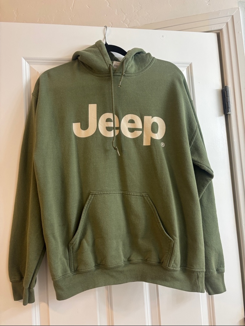 Jeep Olive Green Pullover Hoodie with Bold Logo